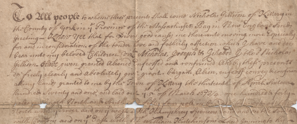 Deed from Nicholas Jillison to Nicholas, Joseph and Ichabod Jillison